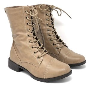 Taupe combat boots